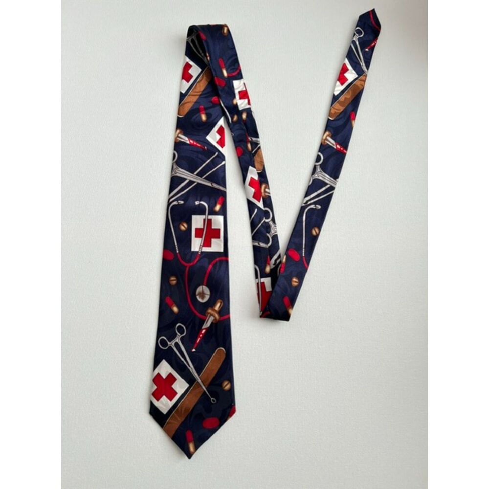 Fratello Mens Handmade Medical Print Novelty Tie Doctor Nurse Multicolor Necktie